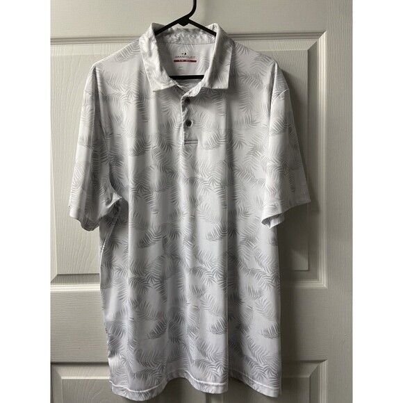 Grand Slam Other - Grand Slam Short Sleeved Polo Shirt Mens Xtra Large White Silver Palm Leaf Print